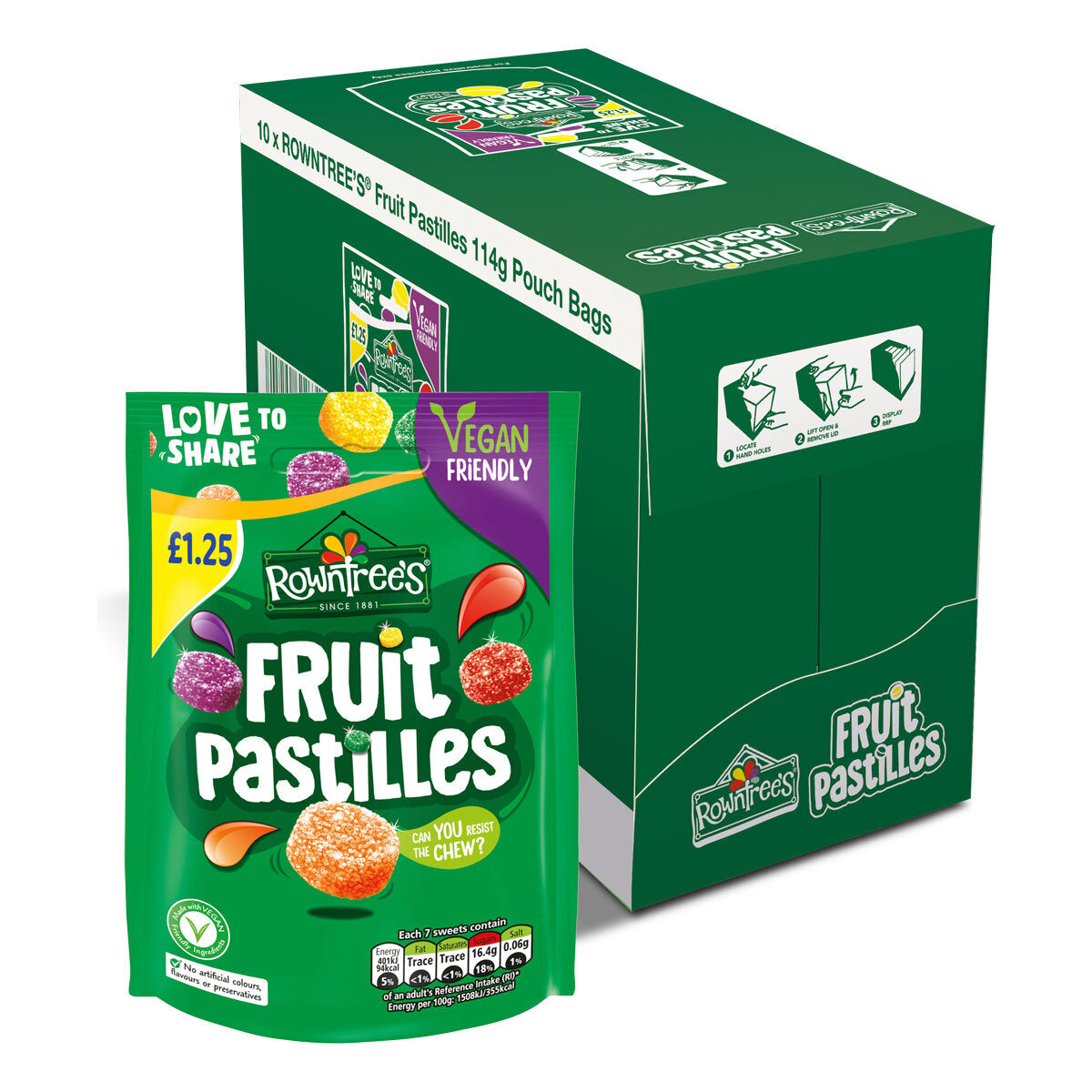 Rowntree's Fruit Pastilles - 10 Packs of 114g - Bursting with Fruity Goodness