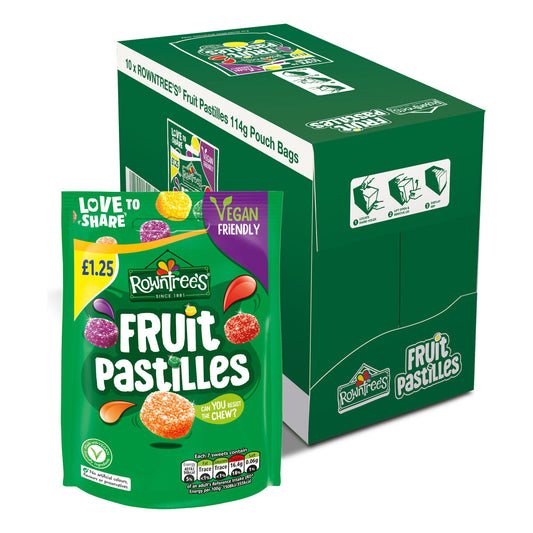 Rowntree's Fruit Pastilles - 10 Packs of 114g - Bursting with Fruity Goodness