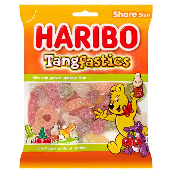 HARIBO Tangfastics Fruit & Cola Flavour Fizzy Jelly Sweets Sharing Bag 160g (case of 12) - Bulkbuydirect