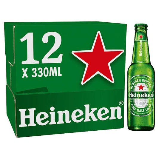 Heineken Premium Lager Beer Bottle 12x330ml (Pack of 1) - Bulkbuydirect