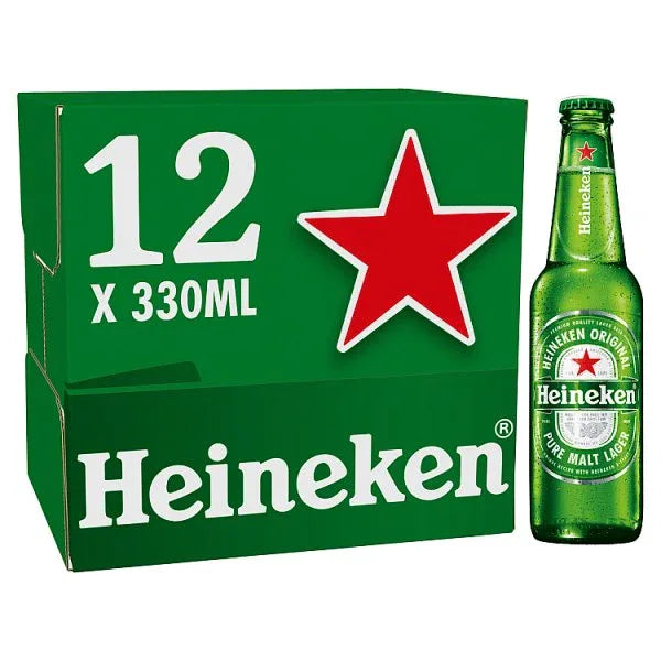 Heineken Premium Lager Beer Bottle 12x330ml (Pack of 1) - Bulkbuydirect