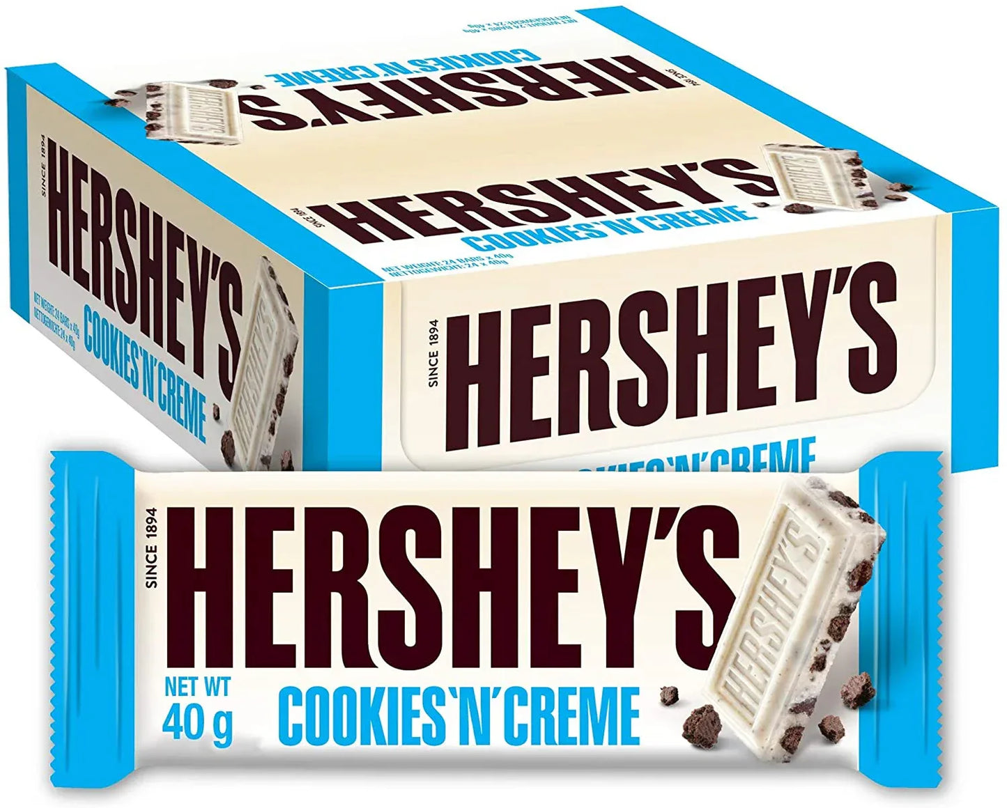 Hershey's Cookies 'N' Creme 40g (case of 24 bars) - Bulkbuydirect