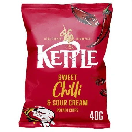 KETTLE® Chips Sweet Chilli & Sour Cream Crisps 40g, Pack of 18 - Bulkbuydirect