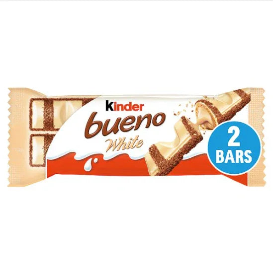Kinder Bueno White Chocolate & Hazelnut Wafer Biscuit Snack Bar 39g (case of 30) - Bulkbuydirect