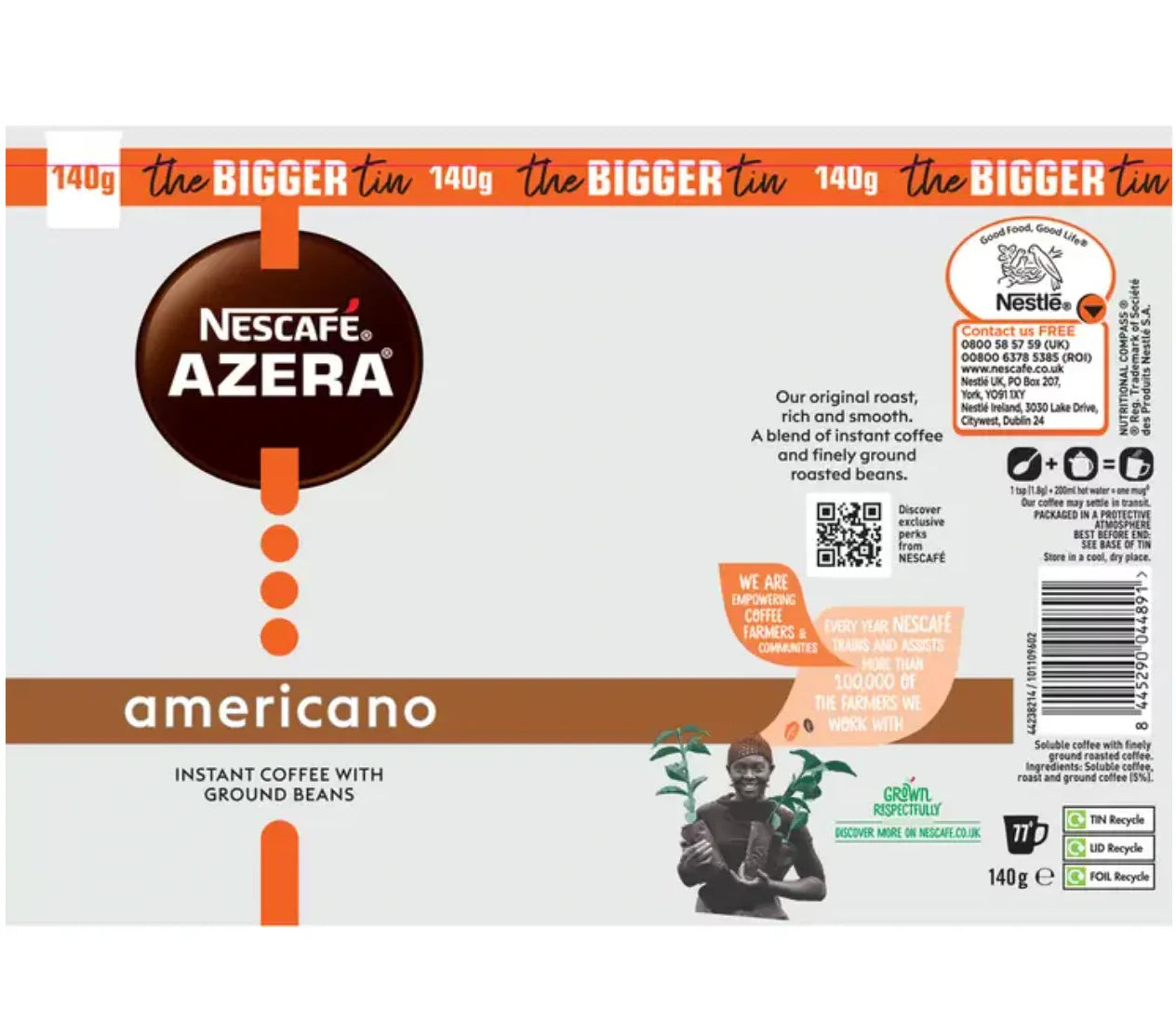 Nescafé Azera Americano Coffee with Ground Beans, 3 x 140g - Bulkbuydirect