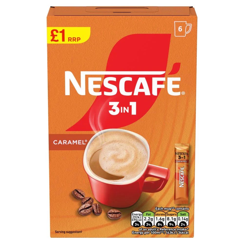 Nescafé 3 in 1 Caramel 6 x 16g (116g) (Pack of 11) - Bulkbuydirect