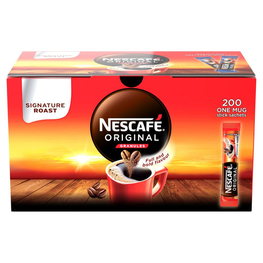 NESCAFE Original Instant Coffee Sachets - 200 x 1.8g Sticks (Pack of 1) - Bulkbuydirect