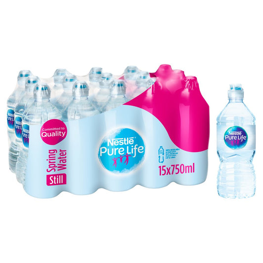 Nestle Pure Life Still Spring Water Sports Cap 750ml x 15 - Bulkbuydirect