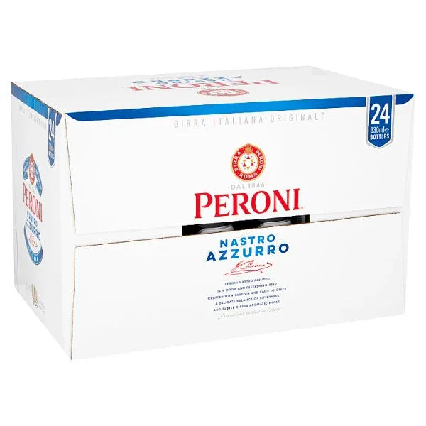 Peroni Nastro Azzurro Beer Lager Bottles 24x330ml (Pack of 24) - Bulkbuydirect