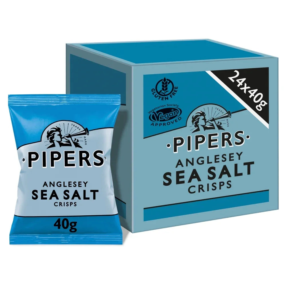 Pipers Crisps Anglesey Sea Salt 40g, Pack of 24 - Bulkbuydirect