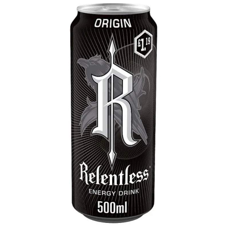 Relentless Origin Energy Drink 12 x 500ml, PMP £1 - Bulkbuydirect