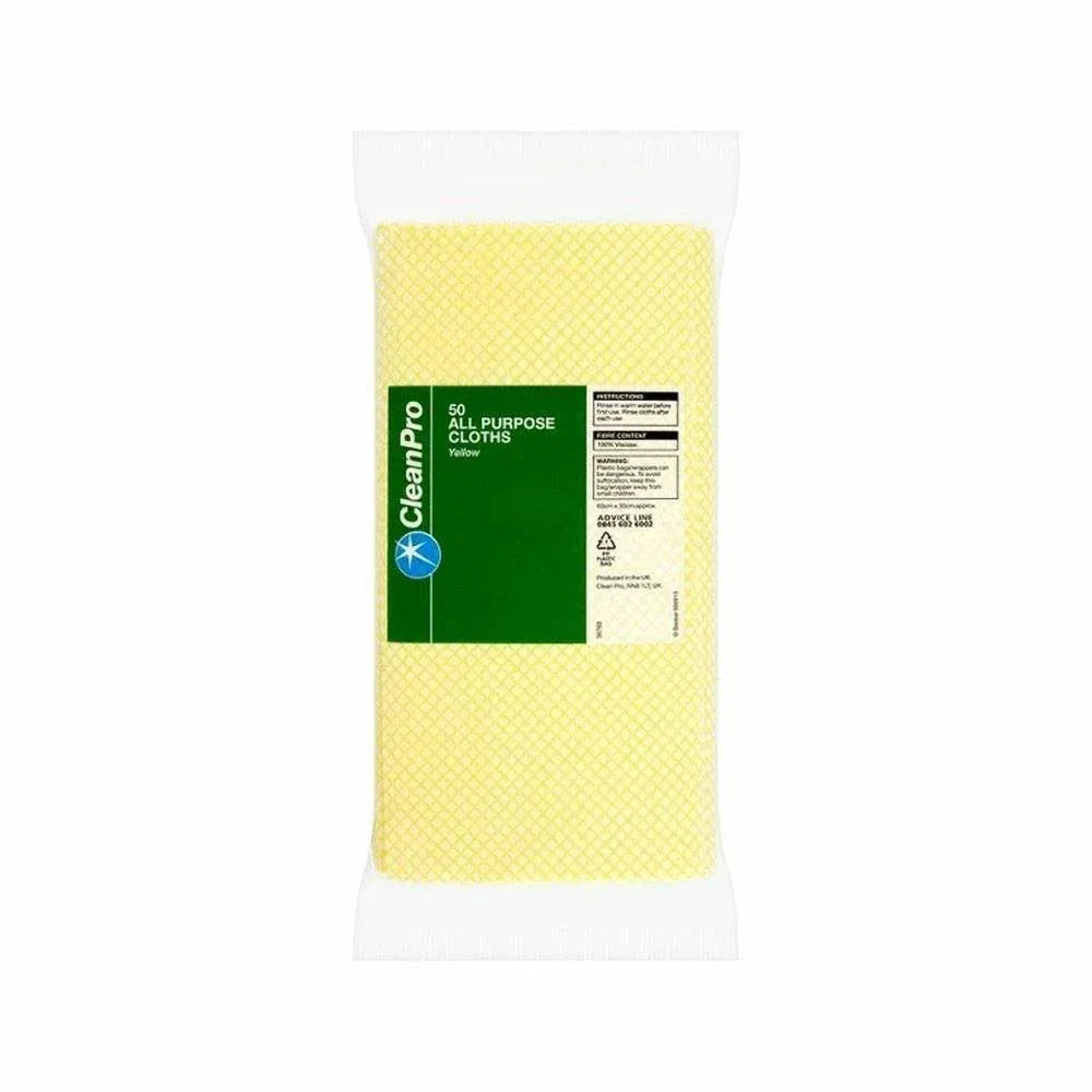 CleanPro 50 All Purpose Cloths Yellow 60cm x 30cm (Pack of 1) - Bulkbuydirect