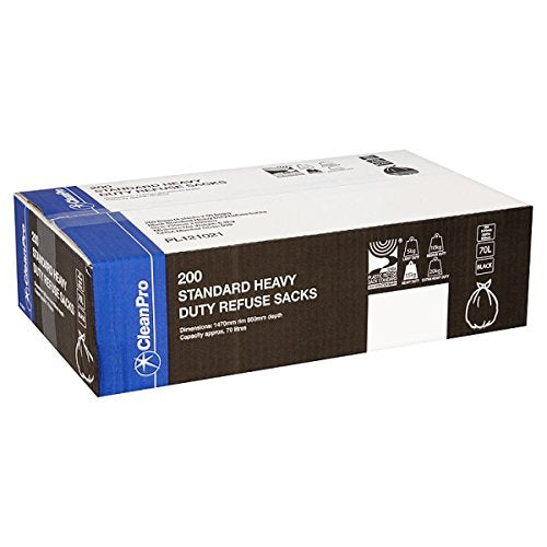CleanPro 200 Standard Heavy Duty Refuse Sacks Black - Bulkbuydirect