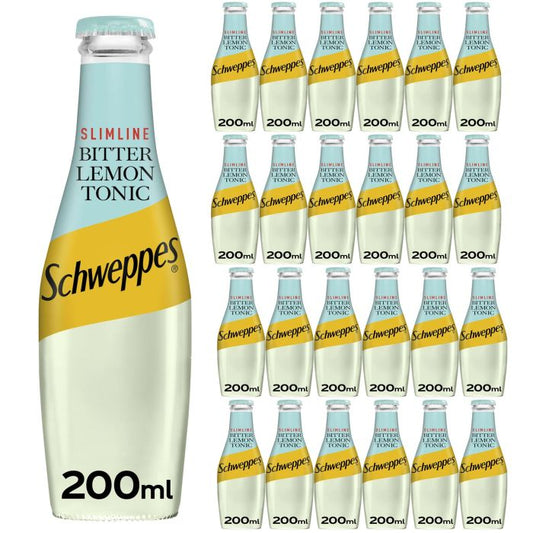 Schweppes Slimline Bitter Lemon 200ml, Case of 24 - Bulkbuydirect