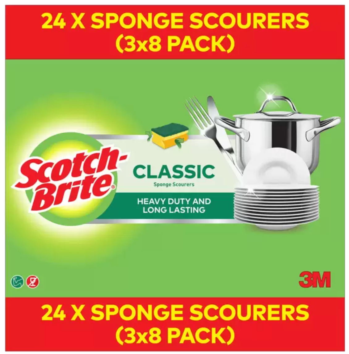 Scotch-Brite Scourer 24 Pack: Powerful Cleaning for Every Task - Bulkbuydirect