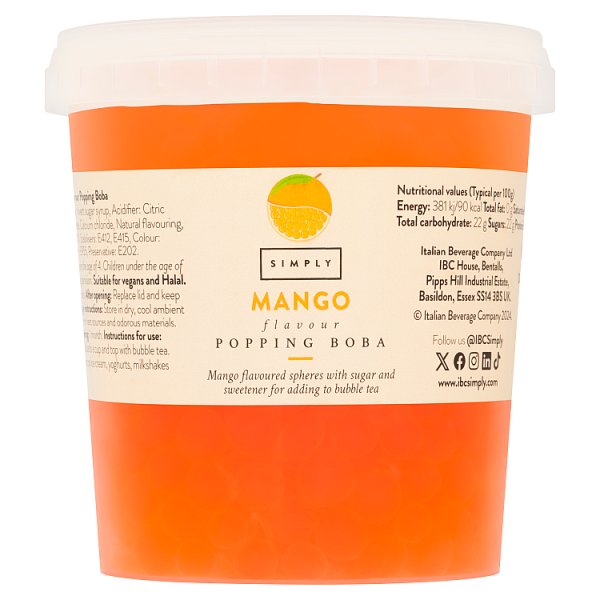 Simply Mango Flavour Popping Boba 870g (Pack of 4) - Bulkbuydirect