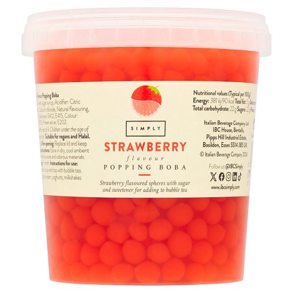 Simply Strawberry Flavour Popping Boba 870g (Pack of 1) - Bulkbuydirect