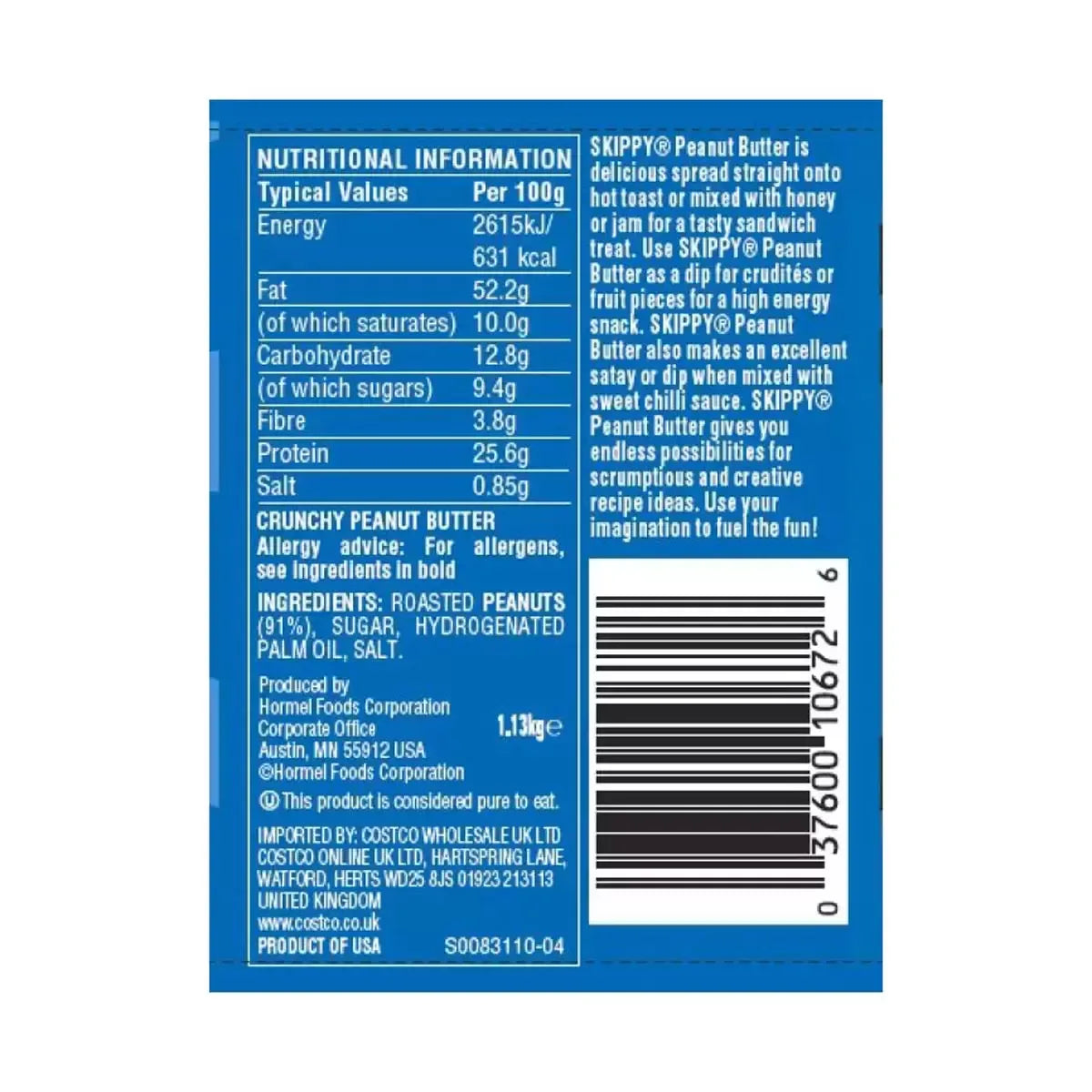 Skippy Extra Crunchy Super Crunch Peanut Butter, 1.13kg - Bulkbuydirect