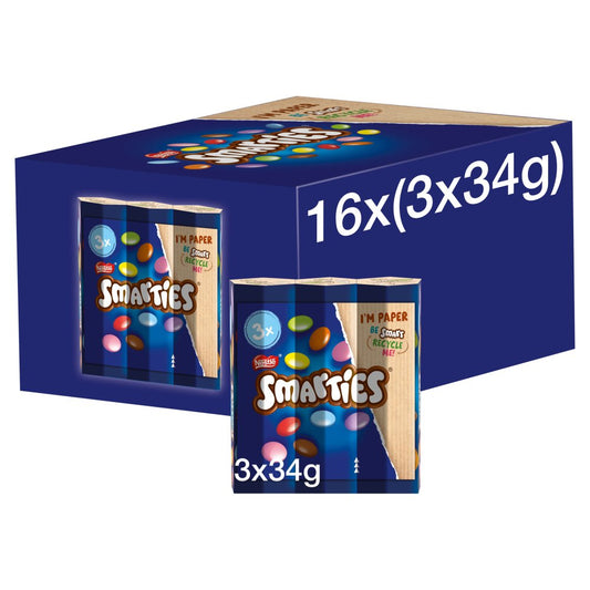 Nestle Smarties 16x(3x34g): Colorful Chocolate Fun in Every Pack