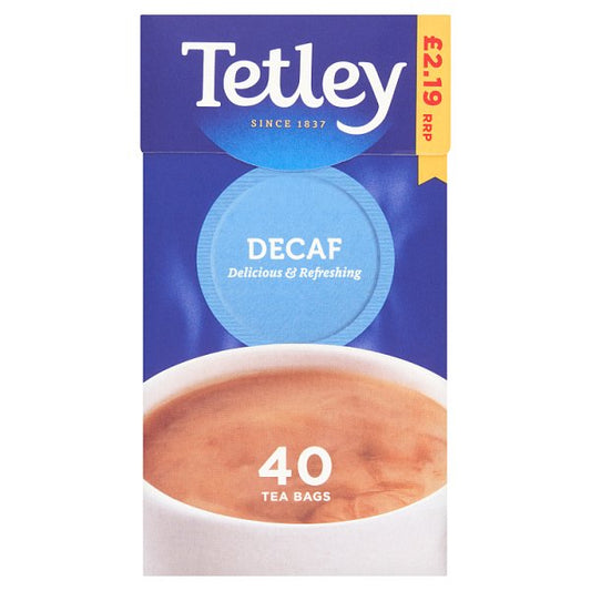 Tetley Decaf 40 Tea Bags 125g (Pack of 6) - Bulkbuydirect