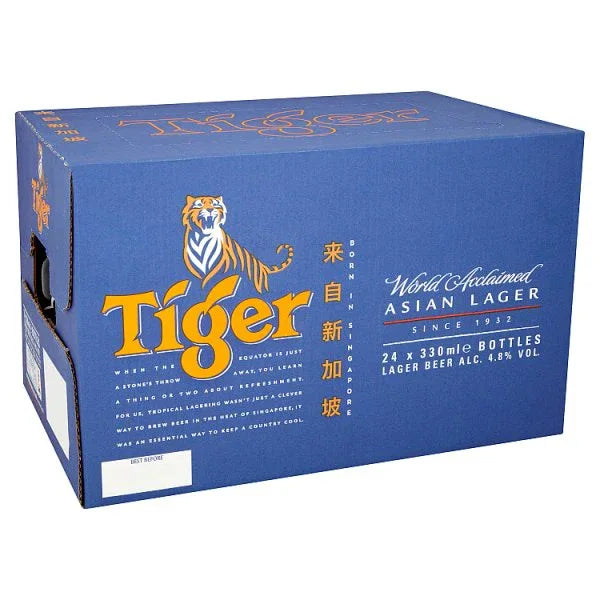 Tiger Asian Lager Beer Bottle 24x330ml (Pack of 24) - Bulkbuydirect