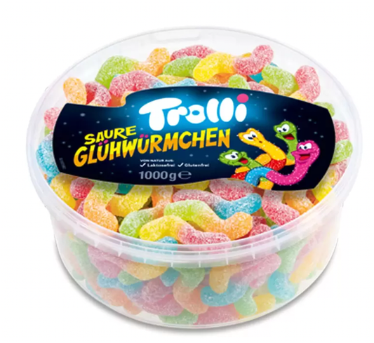 Trolli Sour Glowworms, 1kg: Illuminate Your Taste Buds with Tangy Delight - Bulkbuydirect
