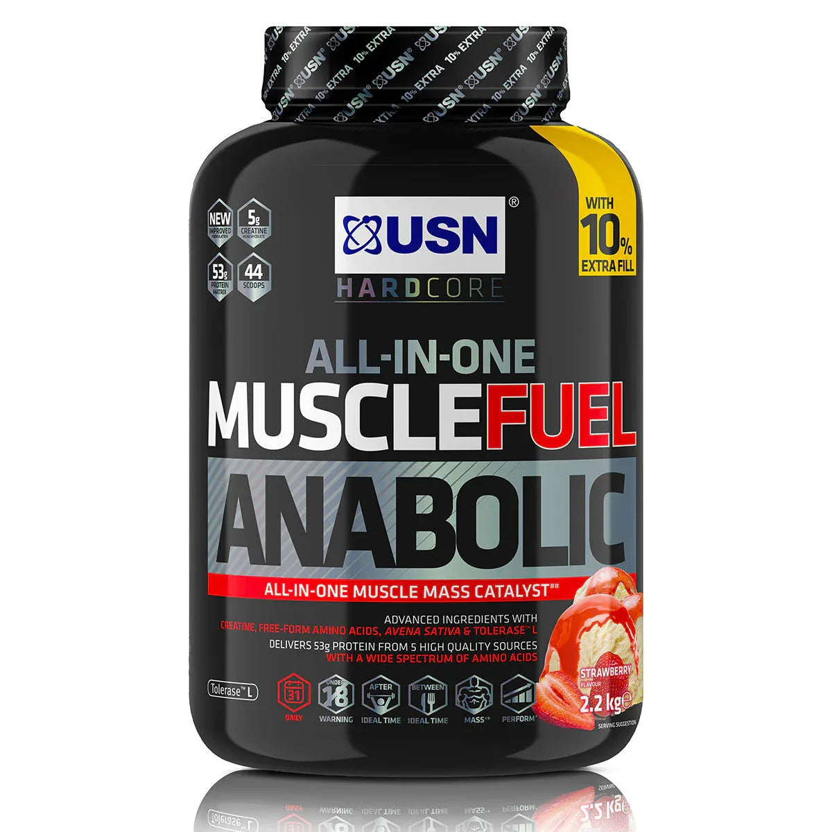 USN All-In-One Muscle Fuel Anabolic 2.2kg Strawberry Flavour - Bulkbuydirect