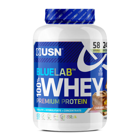 USN Blue Lab Whey Powder Caramel Chocolate Flavour, 2kg - Bulkbuydirect