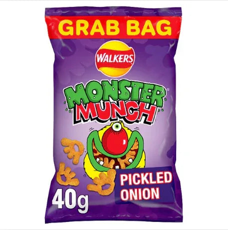Walkers Monster Munch Pickled Onion Snacks Crisps 40g (case of 35) - Bulkbuydirect