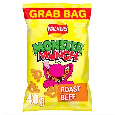 Walkers Monster Munch Roast Beef Snacks Crisps 40g (case of 35) - Bulkbuydirect