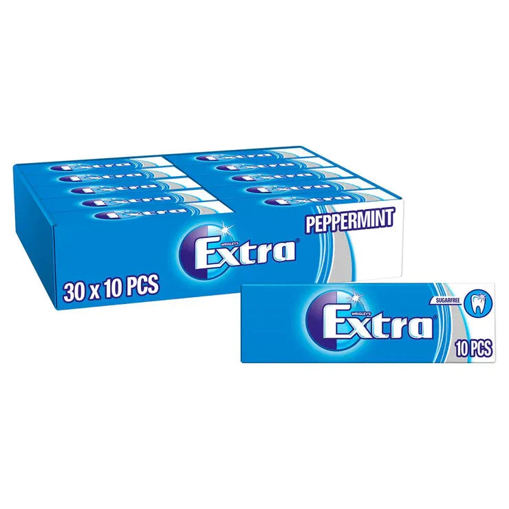 Wrigley's Extra Peppermint Chewing Gum 30 Packs x 10 Pieces - Bulkbuydirect
