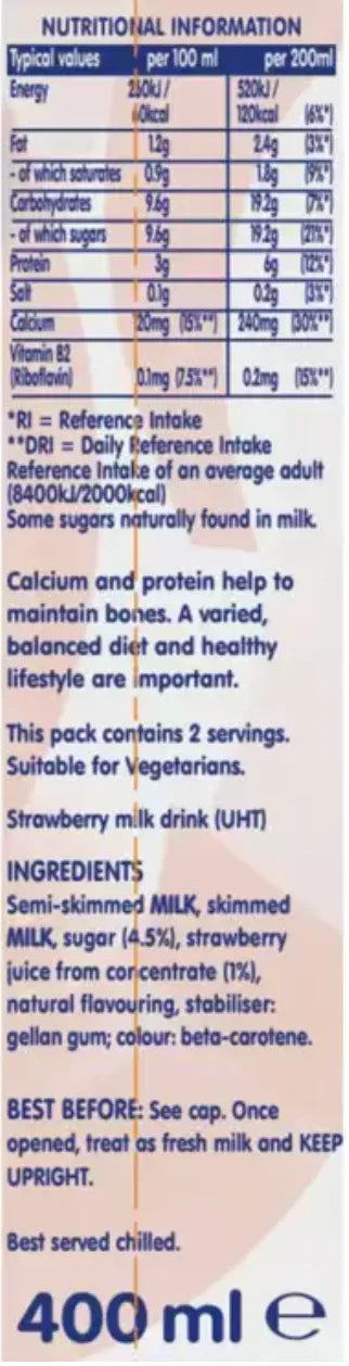 Yazoo Strawberry Milkshake, 10 x 400ml: Savour the Sweetness of Real Strawberries - Bulkbuydirect