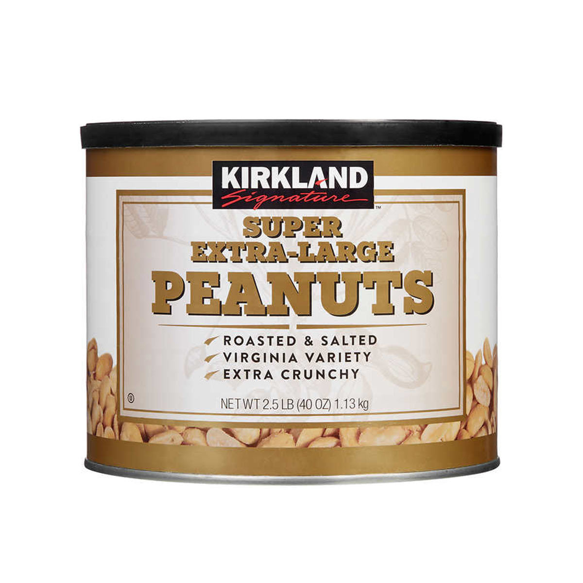 Kirkland Signature Super Extra-Large Roasted & Salted Peanuts 1.13kg - Nutty Delight for Snacking Bliss