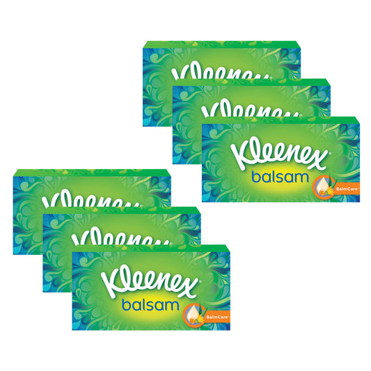 Kleenex Balsam Facial Tissues Pack of 6 x 64 Sheets - Gentle Comfort for Every Need