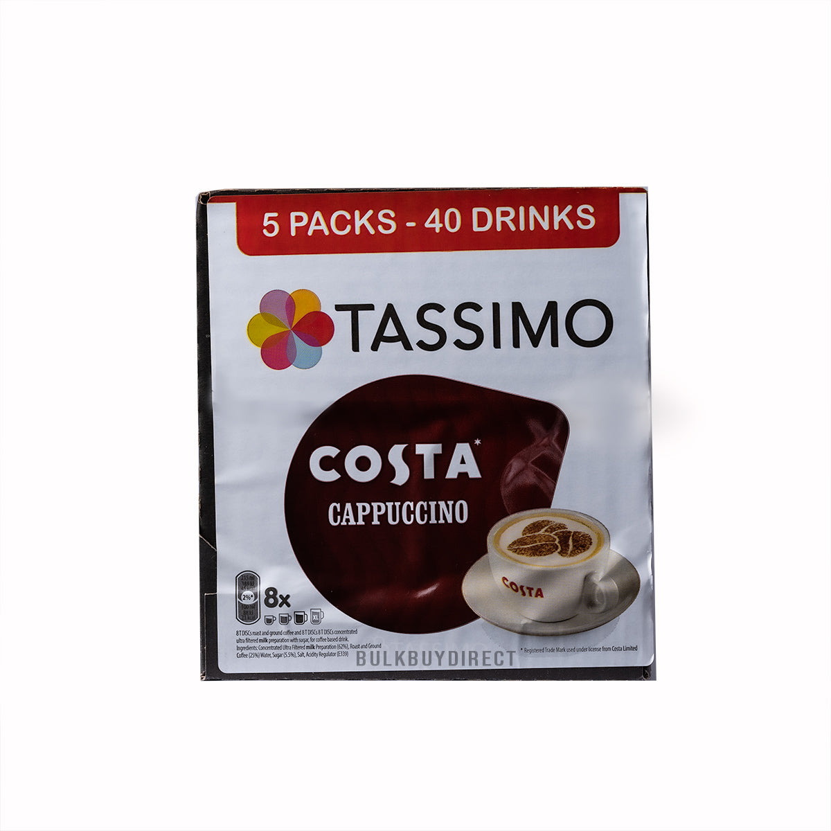 Costa Tassimo Cappuccino Coffee Pods - 40 Servings: Indulge in Barista-Quality Comfort at Home