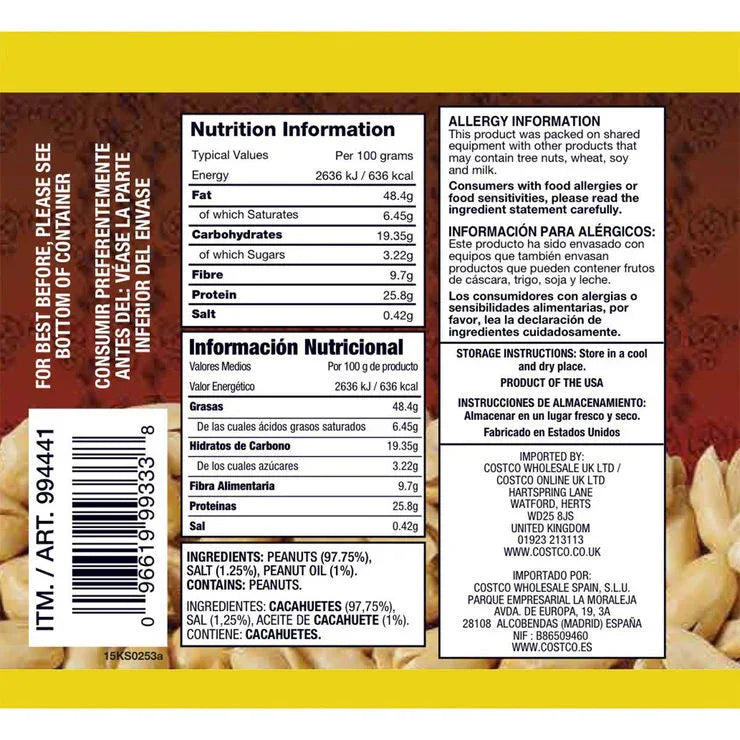 Kirkland Signature Super Extra-Large Roasted & Salted Peanuts 1.13kg - Bulkbuydirect