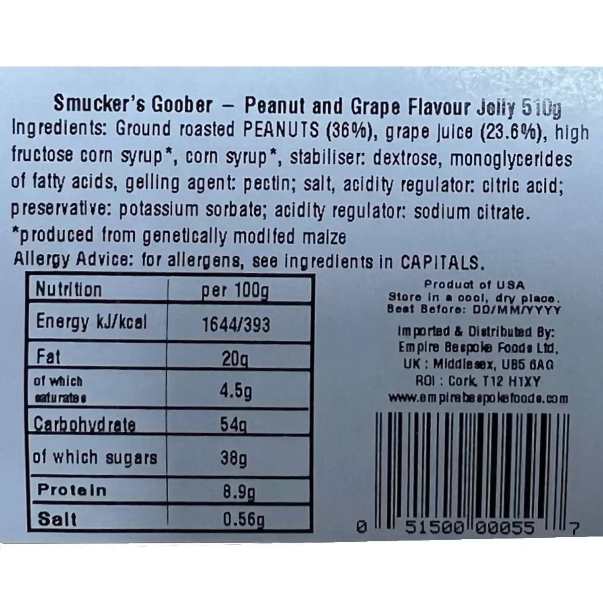 Smucker's Goober Grape Peanut Butter & Jelly, 2 x 510g