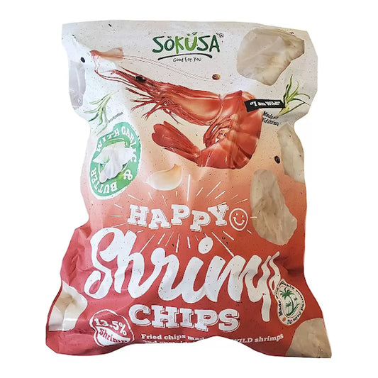 Sokusa Garlic Butter Happy Shrimp Chips, 454g (Pack of 1)