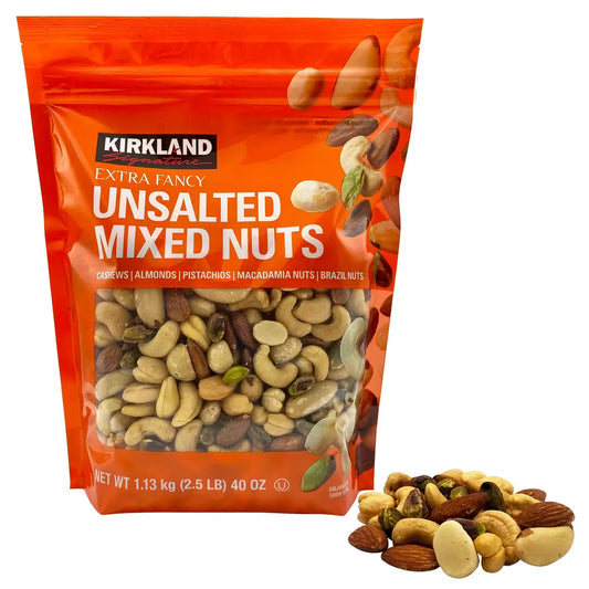 Kirkland Signature Unsalted Mixed Nuts Bag, 1.13kg (Pack of 1) - Bulkbuydirect