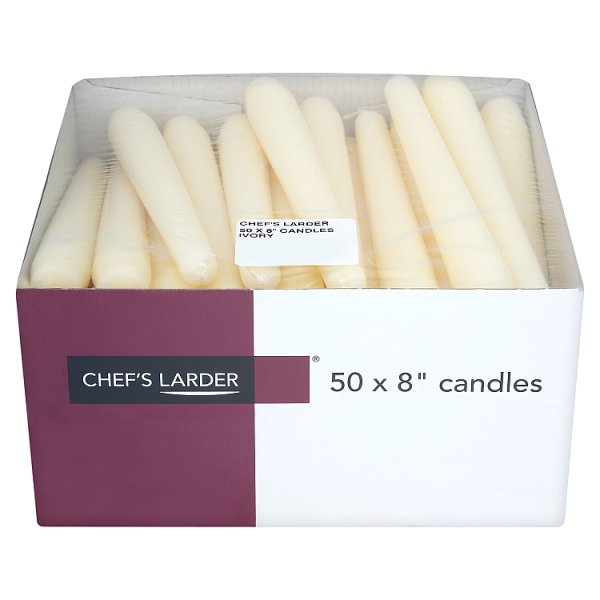 Chef's Larder 8" Ivory Candles x 50 (Pack of 1)