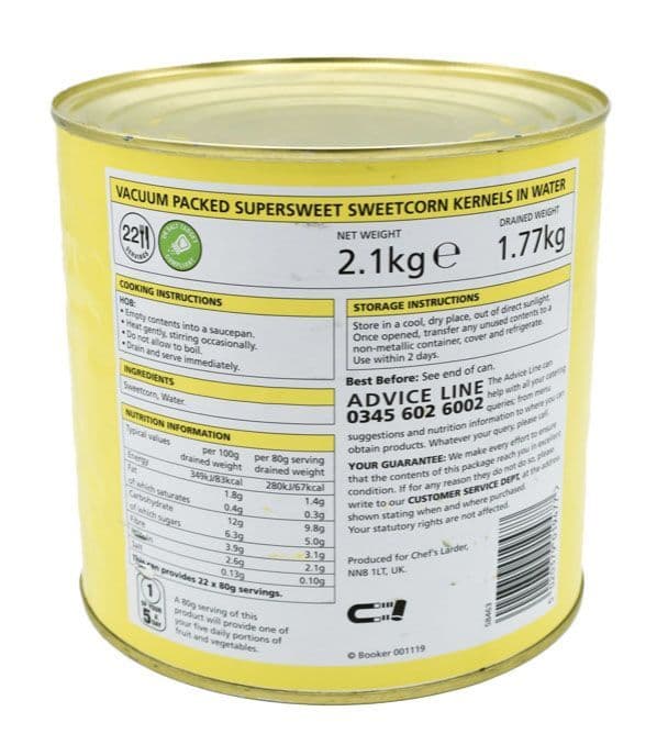 Chef's Larder Sweetcorn in Water 2.1kg (pack of 3)