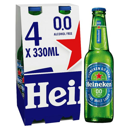 Heineken 0.0. Alcohol free lager 4 x 330ml bottle (Pack of 24)