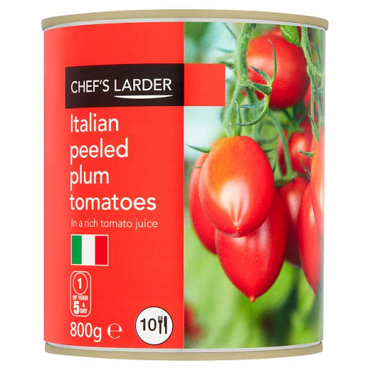 Chef's Larder Italian Peeled Plum Tomatoes in a Rich Tomato Juice 800g (Pack of 6)