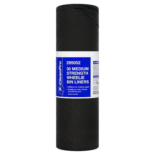 CleanPro 30 Medium Strength Wheelie Bin Liners 1.16 kg (Pack of 1) - Bulkbuydirect