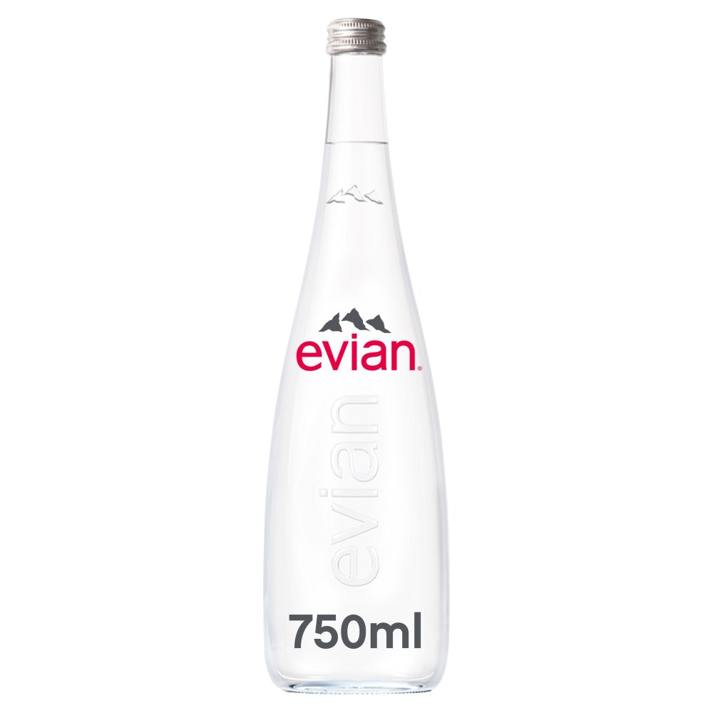 evian Still Natural Mineral Water Glass Bottle 750ml (12 Pack)