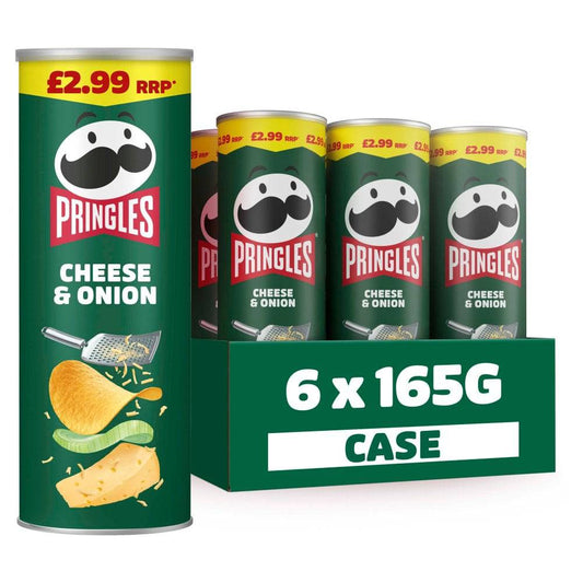 Pringles Cheese & Onion Sharing Crisps 6 x 165g - Bulkbuydirect