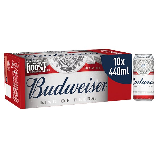 Budweiser Beer Cans 10 X 440ml (Pack of 1)