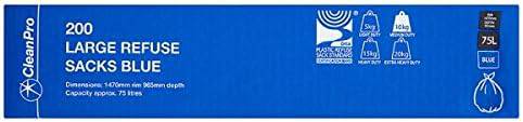 CleanPro 200 Large Refuse Sacks Blue 75L (Pack of 1) - Bulkbuydirect