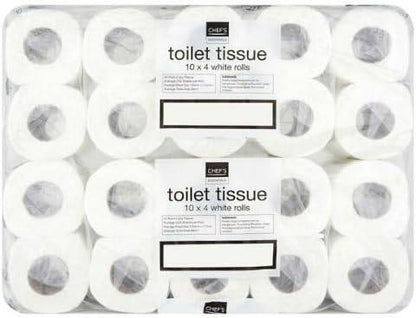Chef's Essentials Toilet Tissue 40 White Rolls - Bulkbuydirect