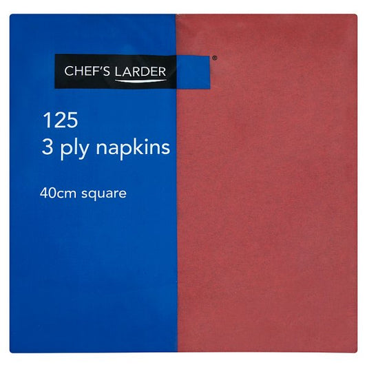 Chef's Larder 125 Burgundy 3 Ply Napkins 40cm Square (Pack of 8)